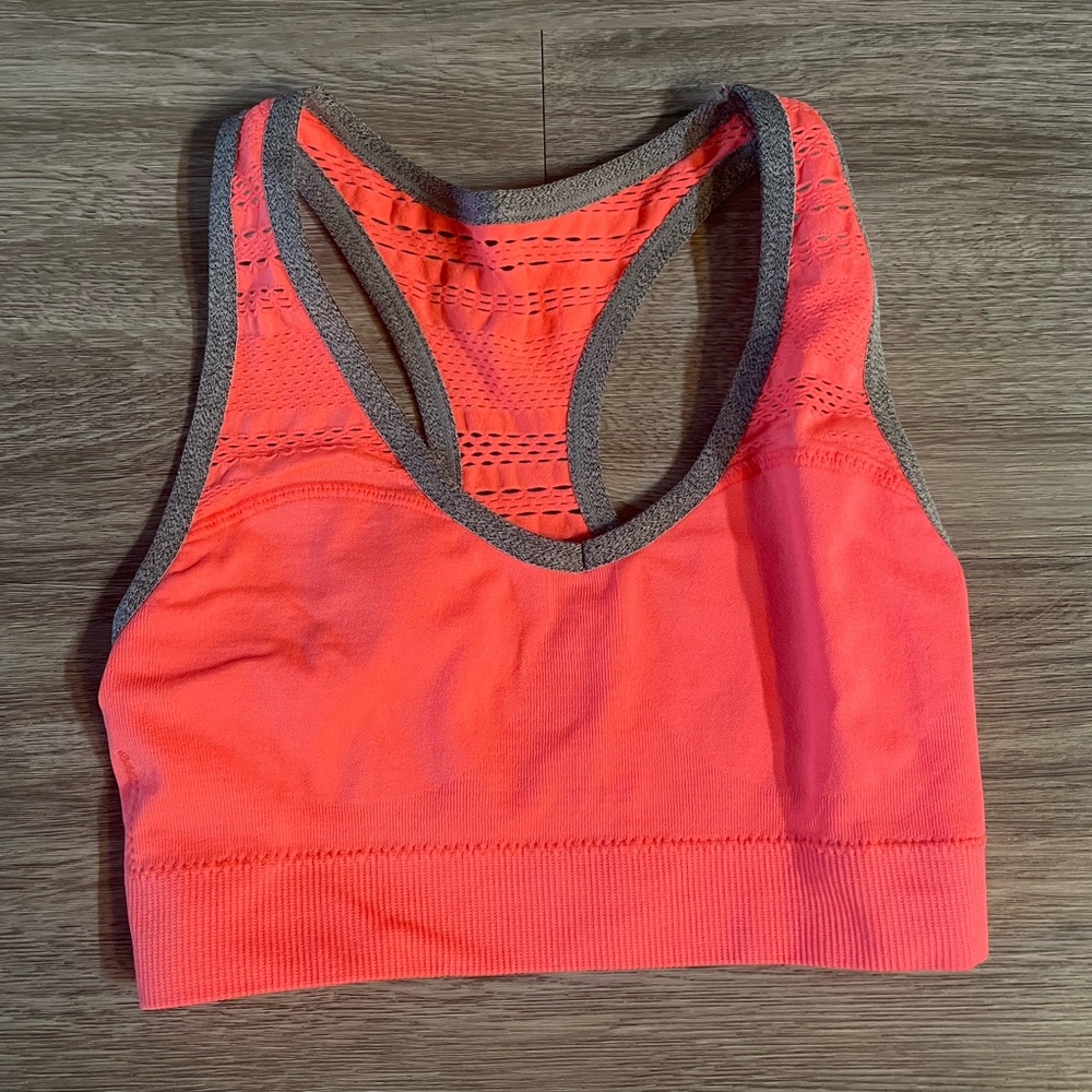 Women's Coral and Gray Sports Bra